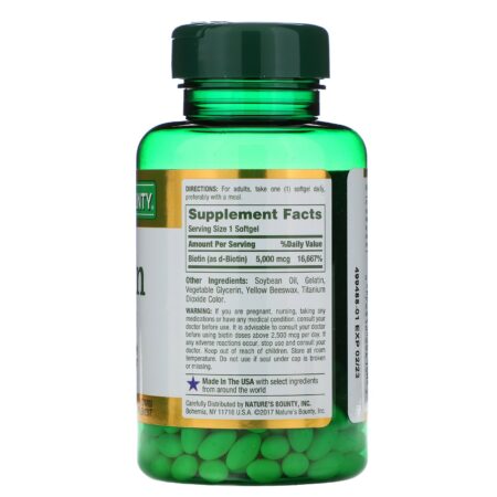 Nature's Bounty, Biotin, 5,000 mcg, 150 Rapid Release Softgels - Image 2