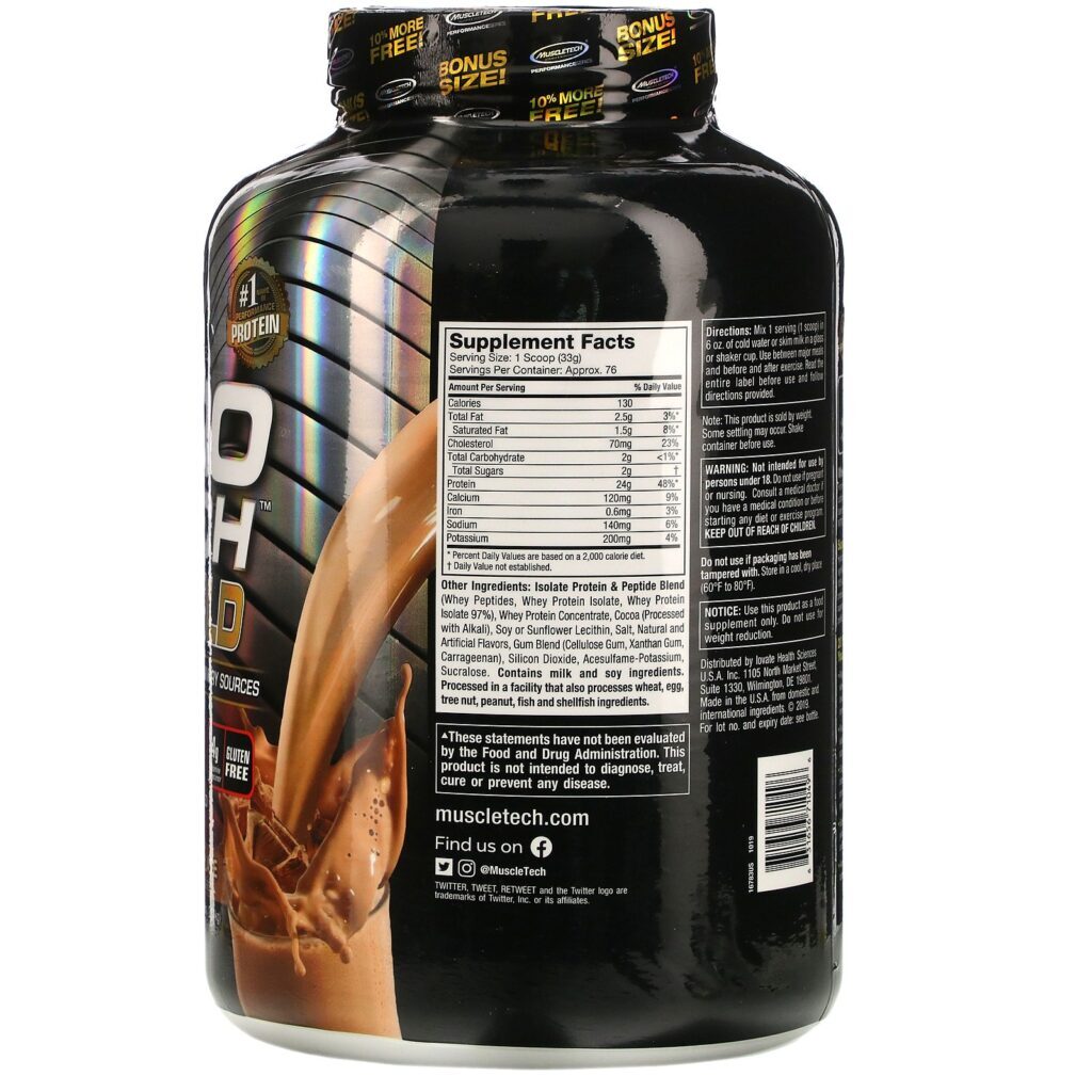 Muscletech, Nitro Tech, 100% Whey Gold, Proteína Whey em Pó, Chocolate Extra Forte, 2,51 kg (5,54 lb) - Imagem 2