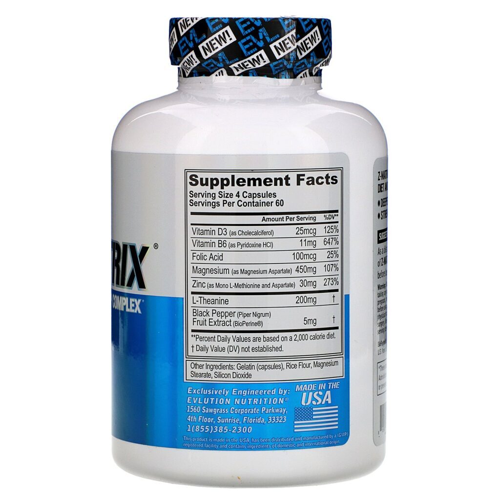 EVLution Nutrition, Z-Matrix, Recovery & Sleep Complex, 240 Capsules - Imagem 2