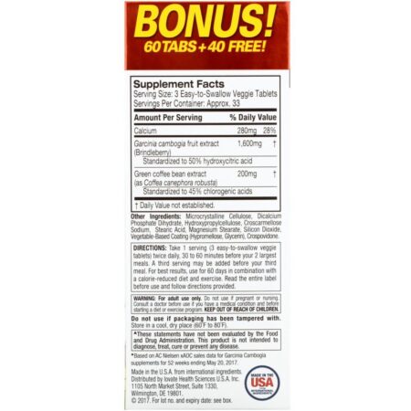 Purely Inspired, Garcinia Cambogia+, 100 Comprimidos Vegetais Fáceis de Engolir - Imagem 2