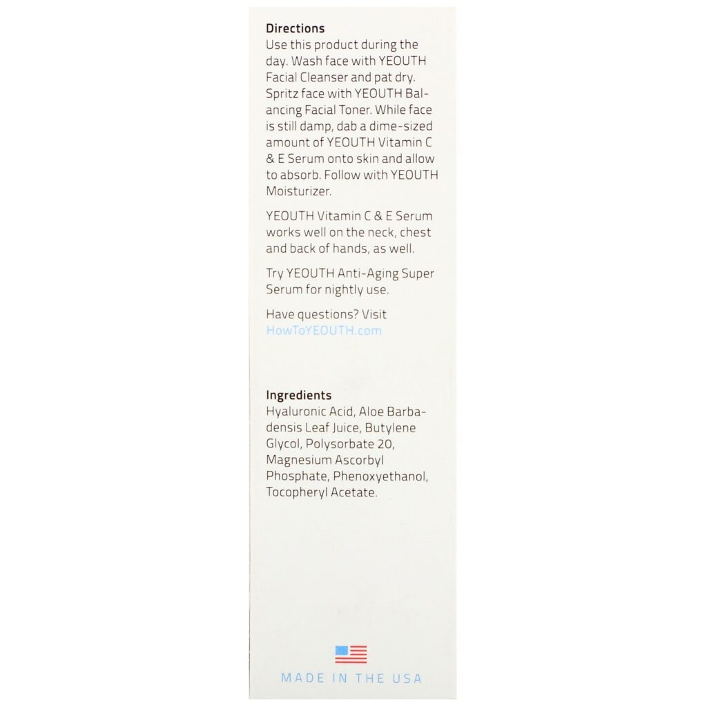 Yeouth, Sérum de Vitamina C e E, 30 ml (1 fl oz) - Imagem 3