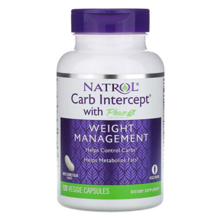 Natrol, Carb Intercept com Controlador de Carbs Fase 2, 1.000 mg, 120 Cápsulas Vegetais