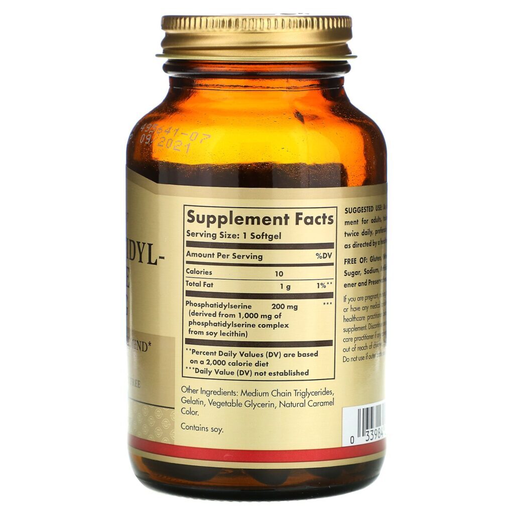 Solgar, Fosfatidilserina, 200 mg, 60 Cápsulas Softgel - Imagem 2