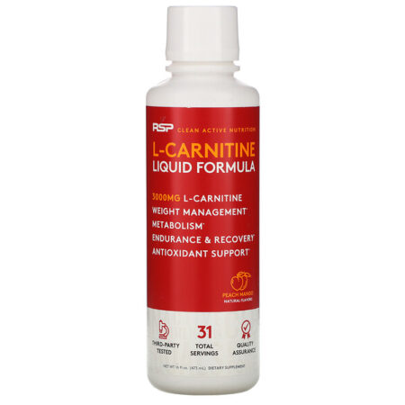 RSP Nutrition, L-Carnitina, Fórmula Líquida, Pêssego e Manga, 3.000 mg, 473 ml (16 fl oz)