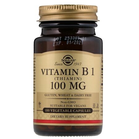 Solgar, Vitamina B1, 100 mg, 100 Cápsulas Vegetais