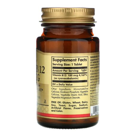 Solgar, Vitamina B12, 100 mcg, 100 comprimidos - Image 2