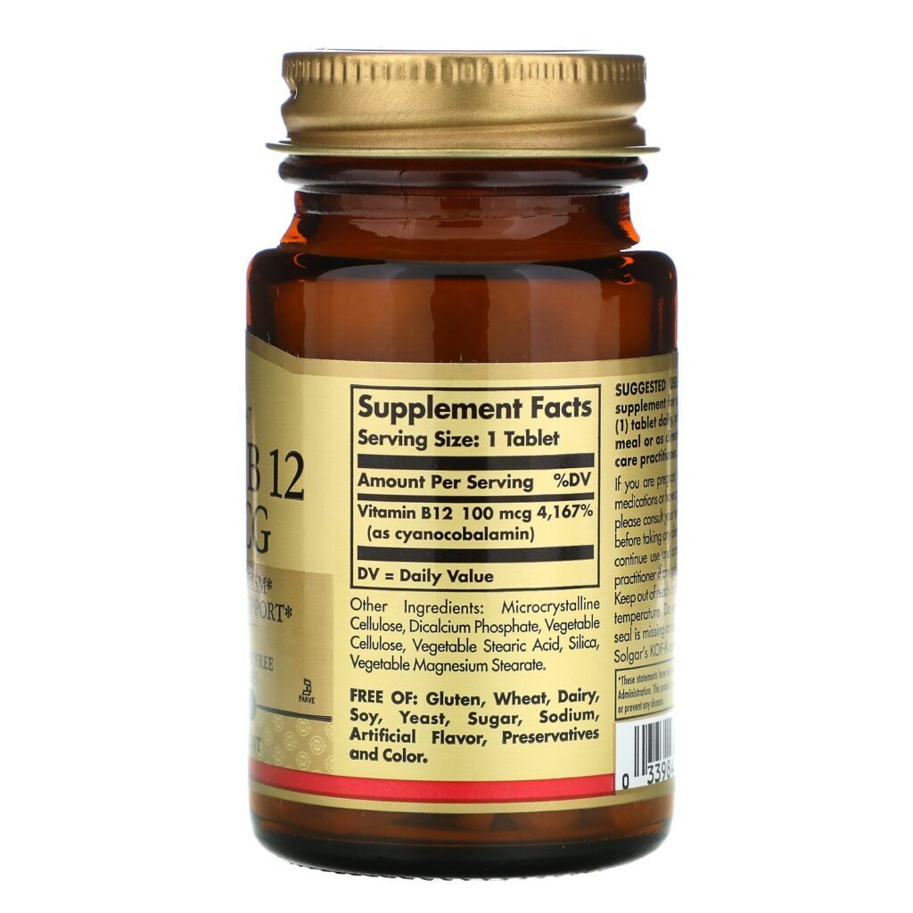 Solgar, Vitamina B12, 100 mcg, 100 comprimidos - Imagem 2