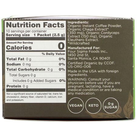 Four Sigmatic, Mushroom Coffee Mix with Chaga, 10 Packets, 0.09 oz (2.5 g) Each - Image 2