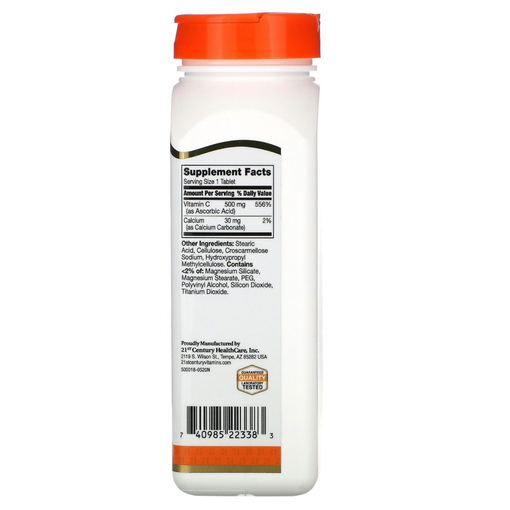 21st Century, Vitamina C, 500 mg, 250 Comprimidos - Imagem 2