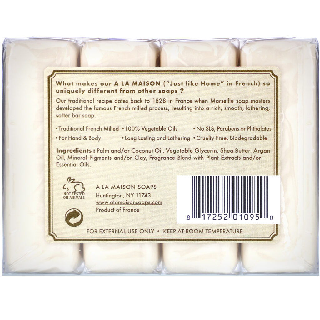 A La Maison de Provence, Sabonete em Barra para Mãos e Corpo, Coco Puro, 4 Barras, 3.5 oz cada - Imagem 3