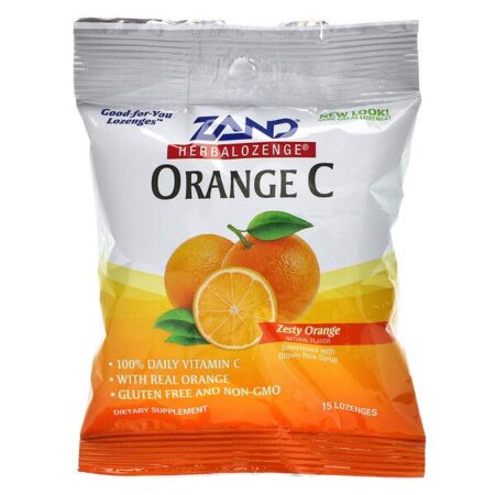 Zand, Laranja C, Herbalozenge, Laranja Zesty, 15 Drágeas