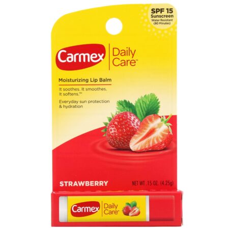 Carmex, Daily Care, Bálsamo Labial Hidratante, Morango, FPS 15, 4,25 g (0,15 oz) - Image 2