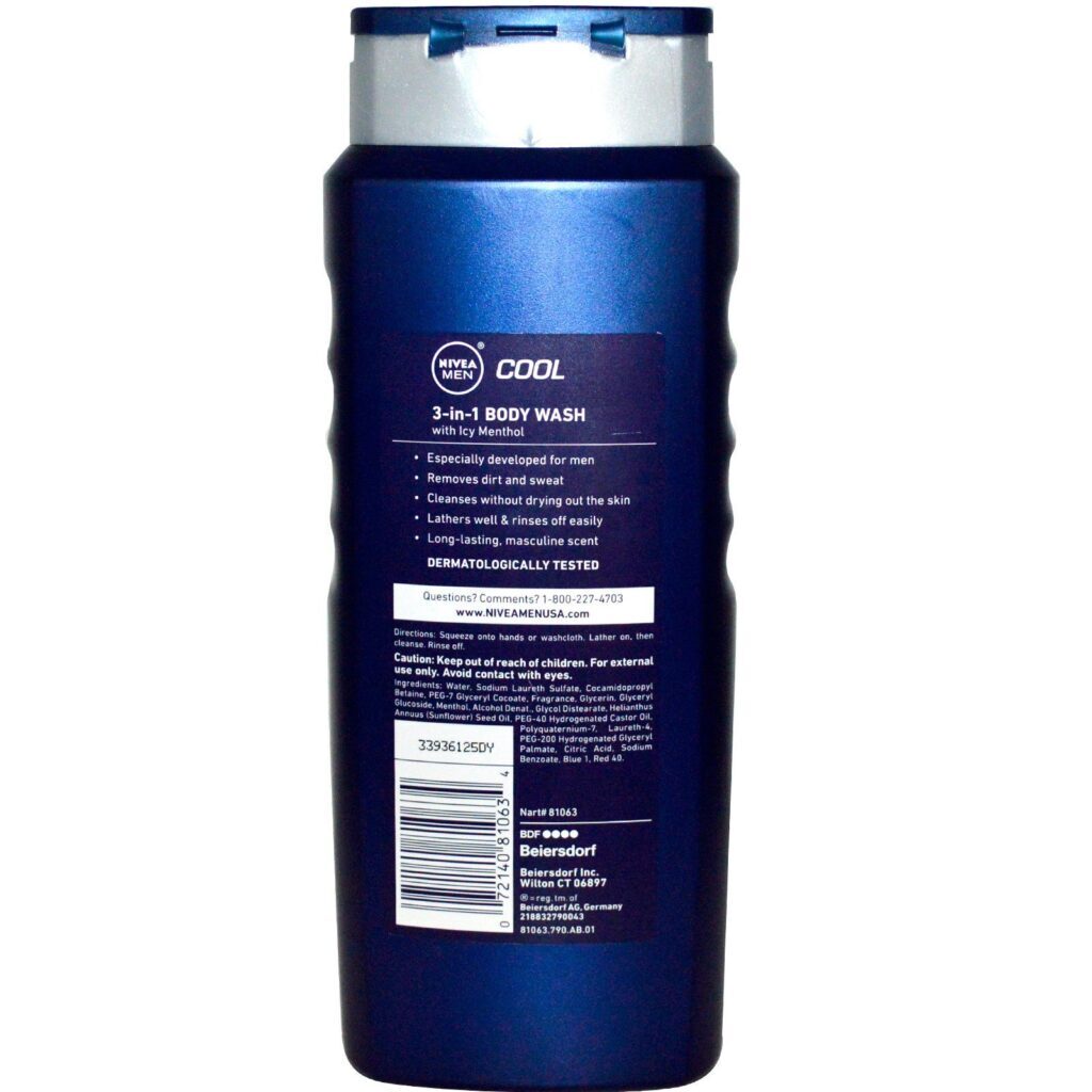 Nivea, 3 em 1 Sabonete Líquido Corporal, para Homens, Refrescância, 16.9 fl oz (500 ml) - Imagem 2
