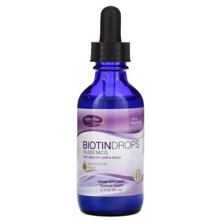 Life-flo, Biotin Drops, For Healthy Hair & Nails, Natural Vanilla Flavor, 10,000 mcg , 2 fl oz (60 ml)