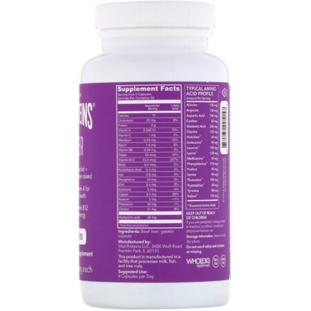 Vital Proteins, Fígado Bovino, 750 mg, 120 Cápsulas - Image 2