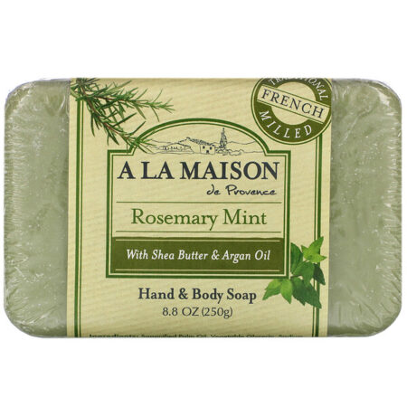 A La Maison de Provence, Sabonete em barra para mãos e corpo, hortelã com alecrim, 8,8 oz. (250 g)