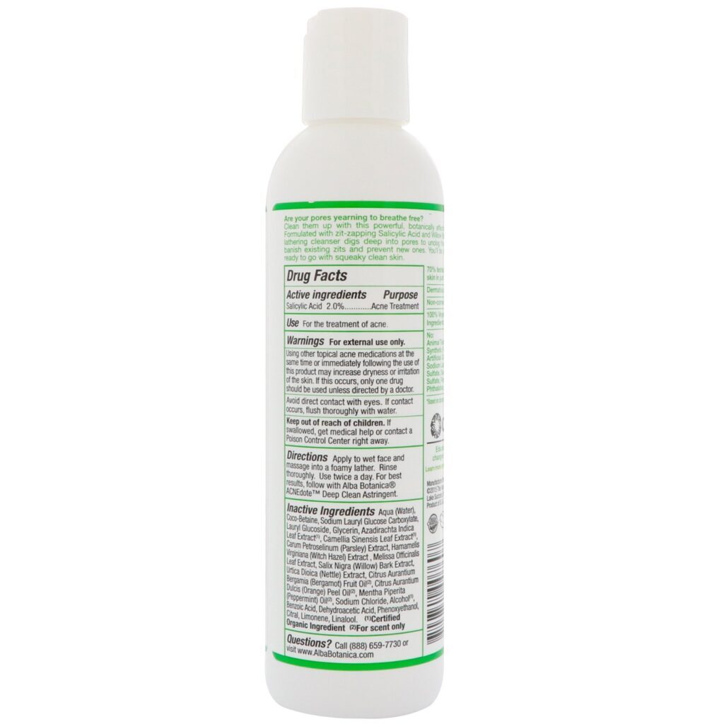 Alba Botanica, Acne Dote, Limpeza Profunda dos Poros, Sem Óleo, 177 ml (6 fl oz) - Imagem 2