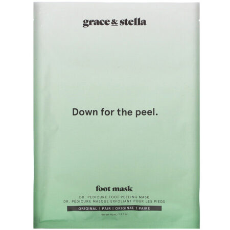 Grace & Stella, Dr. Pedicure, Máscara Esfoliante para os Pés, Original, 1 Par