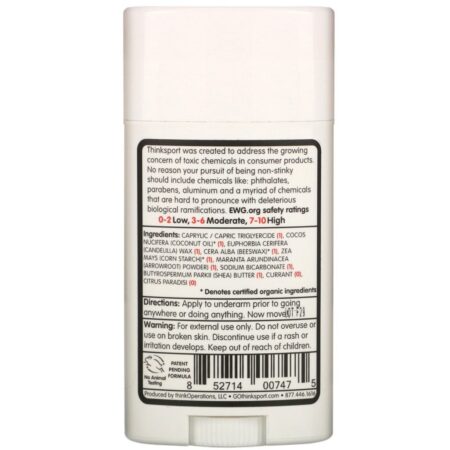 Think, Thinksport, Desodorante Natural, Groselha e Toranja, 2,9 oz (85,8 ml) — foto 2