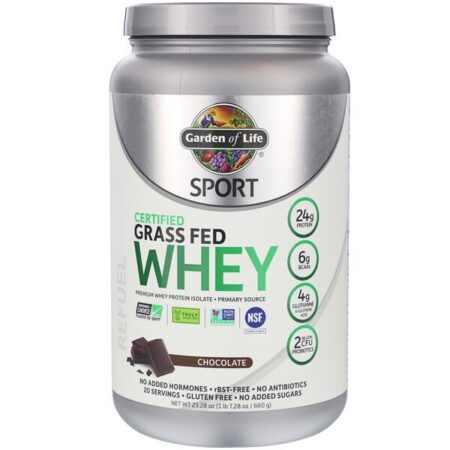 Garden of Life, Sport, Certified Grass Fed Whey, Chocolate, 672 g (1,48 lbs)