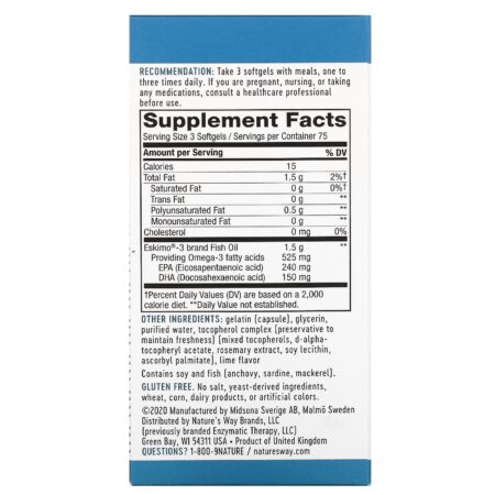 Enzymatic Therapy, Eskimo-3, Óleo de Peixe Estável Natural, 225 Cápsulas Gelatinosas - Image 2