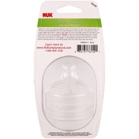 NUK, Simplesmente Natural, bico de mamadeira de baixo fluxo, 0+ Meses, 2 Pacotes - Image 4