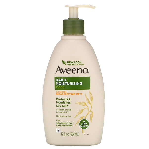 Aveeno, Ativos Naturais, Loção Hidratante Com Protetor Solar, SPF 15, 12 fl oz (354 ml)