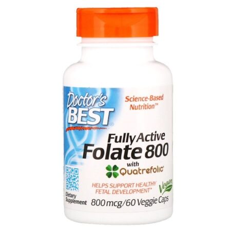 Doctor's Best, Folato Totalmente Ativo 800, 800 mcg, 60 Cápsulas Vegetais