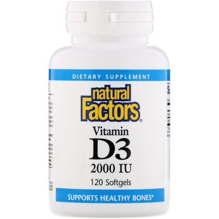 Natural Factors, Vitamina D3, 2,000 IU, 120 Cápsulas Gelatinosas