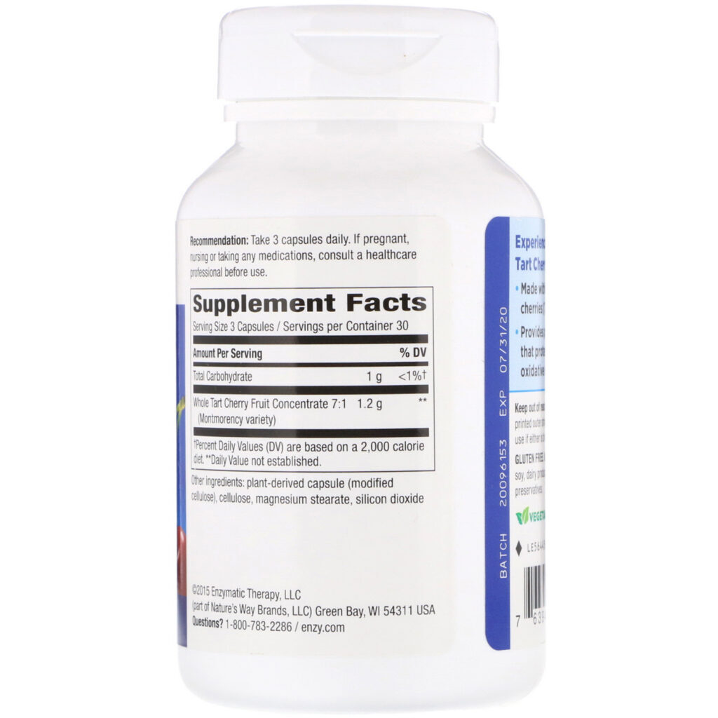 Enzymatic Therapy, Tart Cherry, Ultra Capsules, 1,200 mg, 90 Veg Capsules - Imagem 2