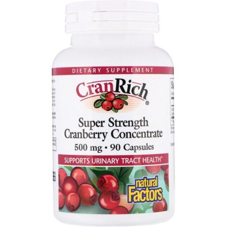 Natural Factors, CranRich, Super Força, Cranberry Concentrado, 500 mg, 90 Cápsulas