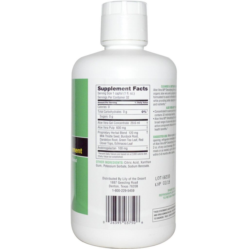 Lily of the Desert, Aloe Vera 80, Fórmula Desintoxicante, 32 fl oz (0,95 l) - Imagem 2