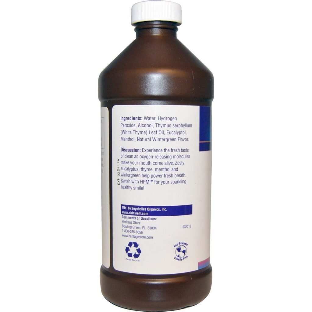 Heritage Store, HPM, Enxaguante Bucal Peróxido de Hidrogênio, Original, 16 fl oz (480 ml) - Imagem 2