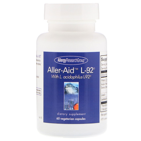 Allergy Research Group, Aller-Aid L-92 com L. Acidophilus L-92, 60 Cápsulas Vegetarianas