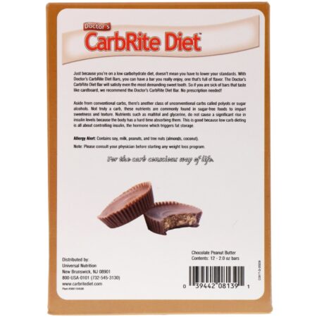 Universal Nutrition, Doctor's CarbRite Diet Bars, Chocolate Peanut Butter, 12 Bars, 2.00 oz (56.7 g) Each - Image 3