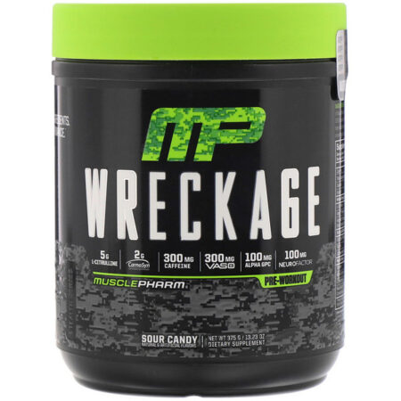 MusclePharm, Suplemento Pré-Treino Wreckage, Sour Candy, 375 g (13,23 oz)