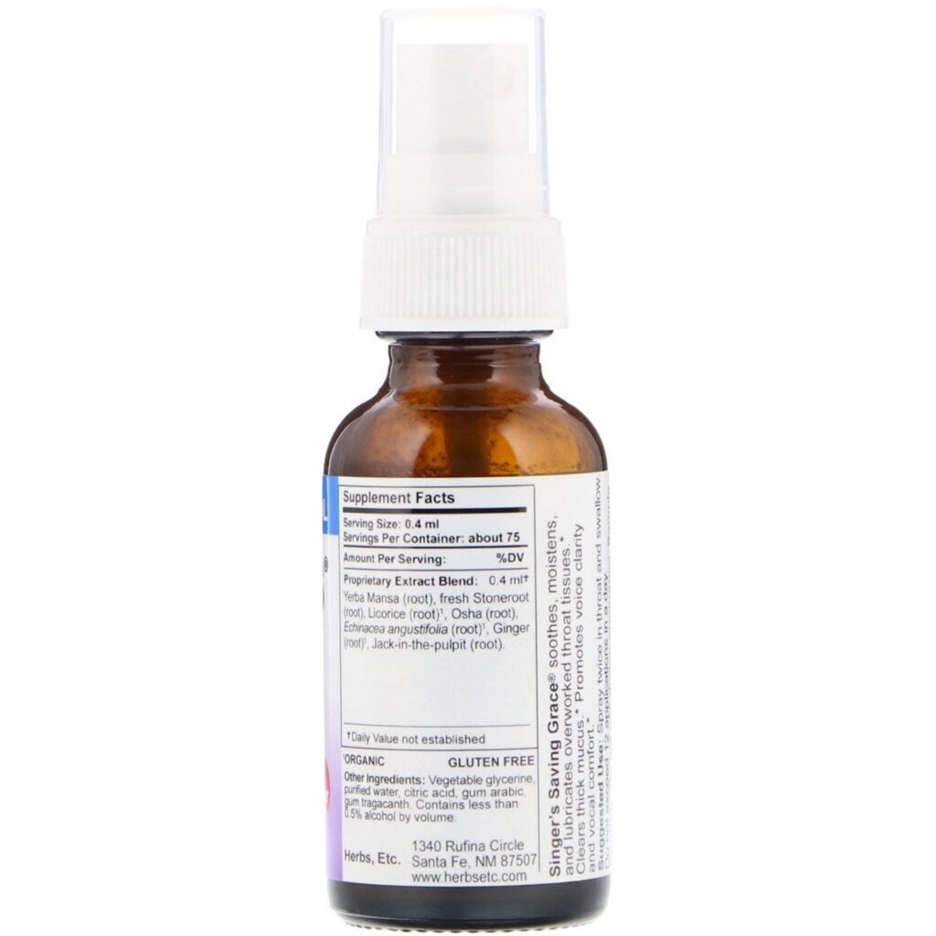 Herbs Etc., Singer's, Spray para Alívio da Garganta, Sem Álcool, 30 ml - Imagem 2