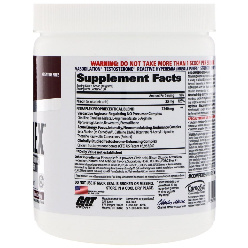 GAT, NITRAFLEX, Black Cherry, 10.6 oz (300 g) - Imagem 2