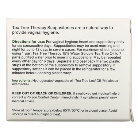 Tea Tree Therapy, Supositórios, com Óleo de Melaleuca, para Higiene Vaginal, 6 Supositórios - Image 2