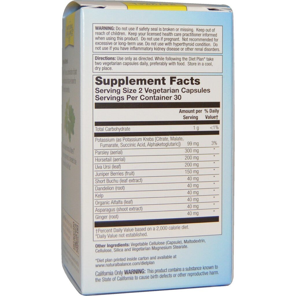 Natural Balance, Water-X, Herbal Blend, Maximum Strength, 60 Vegetarian Capsules - Imagem 2