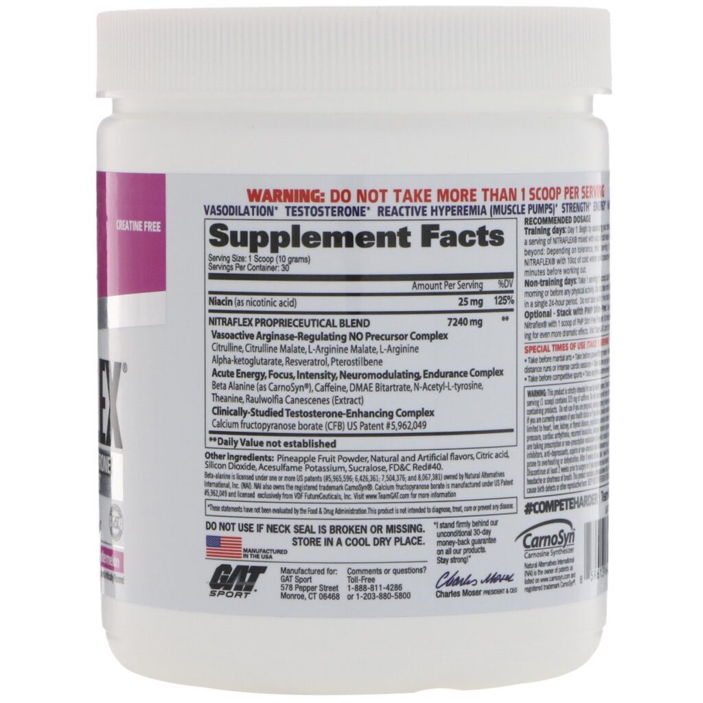 GAT, NITRAFLEX, Melancia, 300 g (10,6 oz) - Imagem 2