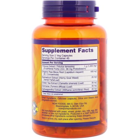 Now Foods, Sports, Tribulus Extreme, 90 Cápsulas Vegetais - Image 2