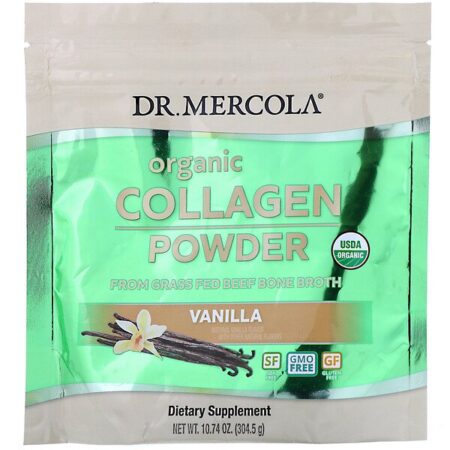 Dr. Mercola, Pó de Colágeno Orgânico, Baunilha, 304,5 g (10,74 oz)