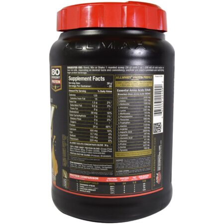 ALLMAX Nutrition, AllWhey Gold, 100% Proteína Whey + Isolado de Proteína Whey Premium, Manteiga de Amendoim e Chocolate, 907 g (2 lb) - Image 2