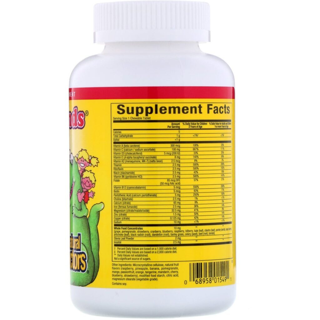 Natural Factors, Big Friends, Multivitaminas e Multiminerals Mastigáveis, Frutas Vermelhas Selvagens, 60 Comprimidos Mastigáveis - Imagem 2
