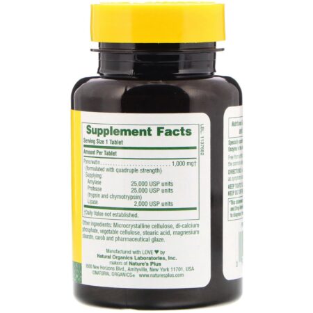 Nature's Plus, Pancreatina, 1000 mg, 60 comprimidos - Image 2