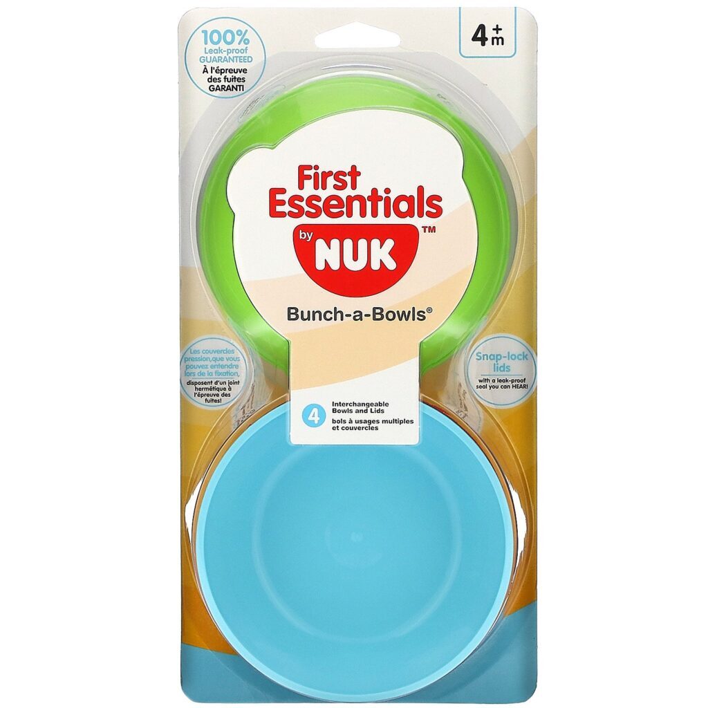 NUK, First Essentials Bunch-a-Bowls, 4+ Months, 4 Bowls and Lids - Imagem 2