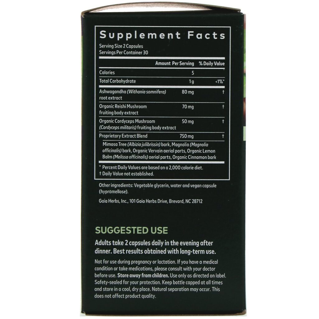 Gaia Herbs, Adrenal Health, Nightly Restore, 60 Fitocápsulas Líquidas Veganas - Imagem 2