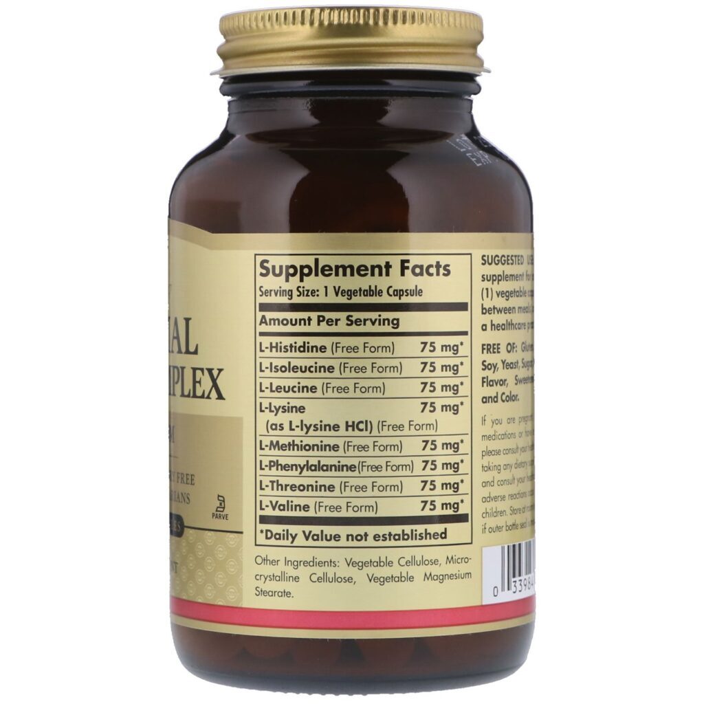 Solgar, Essential Amino Complex, 90 Cápsulas vegetais - Imagem 2