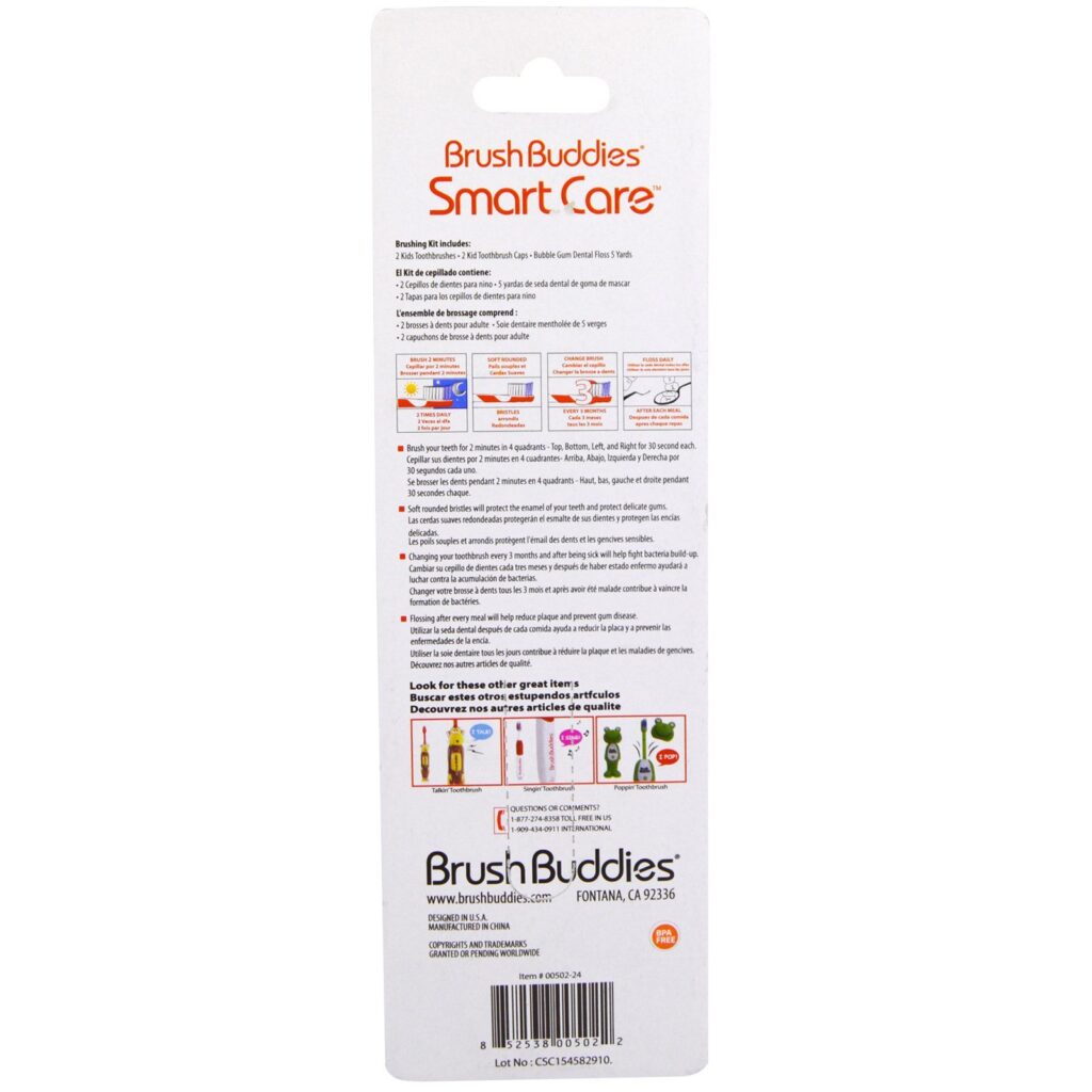 Brush Buddies, Smart Care, Escova de Dentes Infantil, Pacote com 4 - Imagem 2